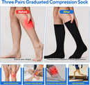 3 Pairs Compression Socks for Women & Men, Circulation 15-25mmHg Support Socks for Athletic, Running, Cycling, Nurse