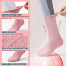 3 Pairs Pilates Grip Socks,Non Slip Ruffle Yoga Socks for Women,Anti-Skid Athletic Breathable Cotton Crew Socks for Yoga,Barre,Dance,Pregnant,Hospital,Fitness and Workout