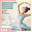 3 Pairs Pilates Grip Socks,Non Slip Ruffle Yoga Socks for Women,Anti-Skid Athletic Breathable Cotton Crew Socks for Yoga,Barre,Dance,Pregnant,Hospital,Fitness and Workout