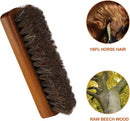 2 Pieces Shoes Brush kit Natural Wooden Handle Welt Brush Soft Horsehair Shoe Shine Brush Bristles Anti Slip Shoe Buff Brush for Leather, Boot, Bag