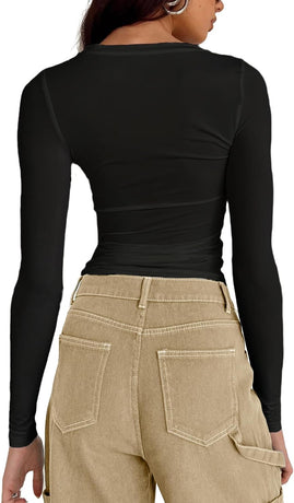 Women's Casual Basic Going Out Crop Tops Slim Fit Short Sleeve Crew Neck Tight T Shirts 2025