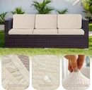 Outdoor Waterproof Couch Cushion Covers, Stretch Individual Patio Chair Cushion Outdoor Seat Cushion Pad Replacement Sofa Cushion Protector Sofa Slipcover (Cream, 2Pcs)