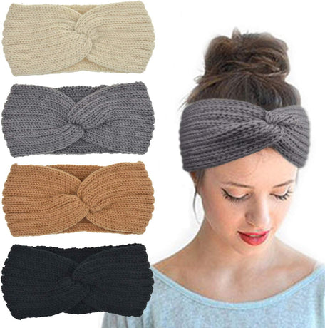 Knit Crochet Headband for Women Ear Warmer Soft Turban Stretch Headbands Warmer Winter Running Fashion Head Wrap Winter Accessories