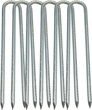 Ground Stakes, Tent Nails, Ground Anchors Garden Staples Steel Galvanized Pegs, Heavy Duty U Landscape Pins for Camping Tents Trampoline Canopies Sheds Ports Gardening 12 Inch 6pack