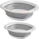 2 Pack Collapsible Wash Basin, Portable Wash Basin with Handles for Kitchen Sink Fruits Vegetables Home Camping Easy Storage (Grey)