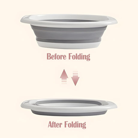 2 Pack Collapsible Wash Basin, Portable Wash Basin with Handles for Kitchen Sink Fruits Vegetables Home Camping Easy Storage (Grey)