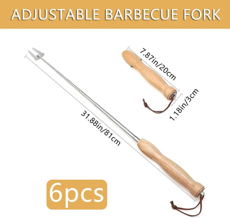 6 Pcs Marshmallow Roasting Sticks, 32 Inch Long Stainless Steel SmoresSticks Extendable Marshmallow Sticks Barbecue Forks for Fire Pit Campfire BBQ