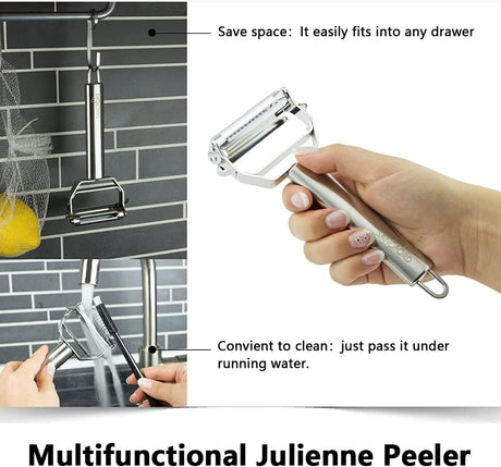 Vegetable Peeler & Potato Peelers for Kitchen, Fruit, Carrot, Veggie Julienne Peeler, Shredded Carrots, Cucumber Julienne Slicer Vegetable Cutter, Dual Blade Stainless Steel Peeler