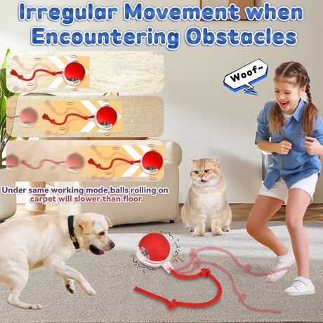 Interactive Rolling Dog Ball, Interactive Cat to-ys Rolling Ball Chewie Viral Dog Ball, Smart Automatic Rolling Pet Ball for Cats Dogs Motion Activated