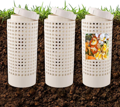 Inground Farm Composter, Outdoor In-Ground Compost Bin for Raised Garden Beds and Yards, Organic Waste Decomposer 2 Gallons, 4.3