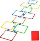 Hopscotch Rings Game, 10Pcs Square Hopscotch Rings 15 Inch Multi-Colored Obstacle Course Fun Play Kids Outdoor Play Equipment Squares, Rug