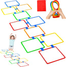 Hopscotch Rings Game, 10Pcs Square Hopscotch Rings 15 Inch Multi-Colored Obstacle Course Fun Play Kids Outdoor Play Equipment Squares, Rug