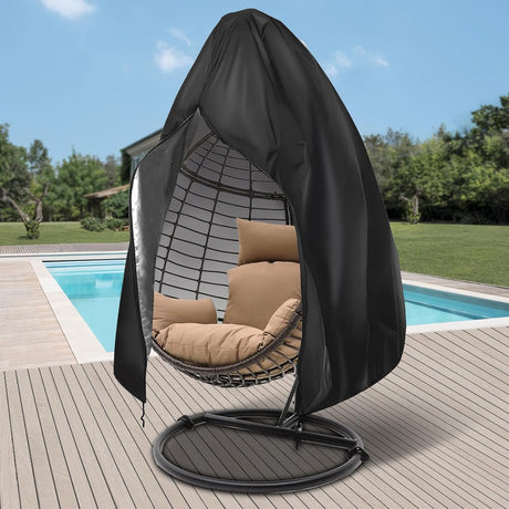 【2025 Upgrade】420D Patio Egg Chair Cover with Zipper,Outdoor Hanging Egg Chair Cover,UV Resistant,Windproof Heavy Duty,Wicker Egg Swing Chair Covers,Fits Single Seat Egg Chair,75