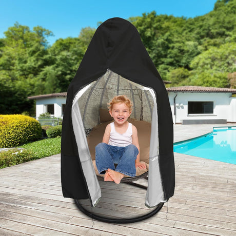 【2025 Upgrade】420D Patio Egg Chair Cover with Zipper,Outdoor Hanging Egg Chair Cover,UV Resistant,Windproof Heavy Duty,Wicker Egg Swing Chair Covers,Fits Single Seat Egg Chair,75