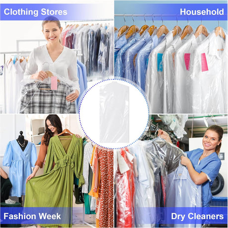 30 Pack Clear Garment Bags, 47.2 Inch Plastic Garment Bags Dustproof, Long Clothes Covers, Waterproof Suit Cover Bag, Moth Proof Coat Bag for Shirts Gowns Dresses