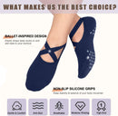 Non Slip Pilates Socks with Grips for Women, Grip Socks for Yoga Ballet Dance Barefoot Workout Anti Skid Crew Socks
