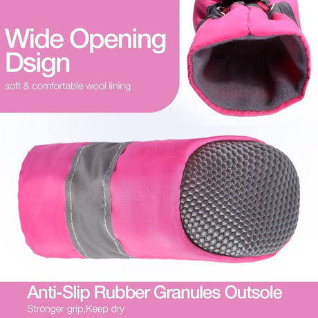 Anti-Slip Sole Dog Boots Paw Protector Dog Booties with Reflective Straps,4Pcs Dog Boots Anti-Slip Paw Protectors,Non-Slip Small Dog Boots,Anti Slip Paw Protectors Dog Socks for Hot Pavement,Pink,S