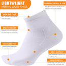90% Merino Wool Socks for Men Women, Soft Thin Ankle Socks for Athletic Running Hiking Cycling 3 Pairs