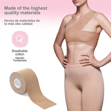 Breast Lift Tape for Lift & Extra Support | 5 meters | Bra Alternative | Push Up and Lift in All Clothing and Dresses | Breathable Waterproof, Sweat-Proof, Invisible Under Clothing (Nude, 1)