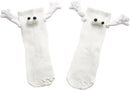 4 Pair Couple Holding Hands Socks,Funny Magnetic Suction 3D Doll Socks,Unisex Mid-Tube Socks,Novelty Socks for Women Men