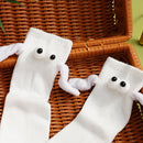 4 Pair Couple Holding Hands Socks,Funny Magnetic Suction 3D Doll Socks,Unisex Mid-Tube Socks,Novelty Socks for Women Men