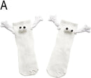 4 Pair Couple Holding Hands Socks,Funny Magnetic Suction 3D Doll Socks,Unisex Mid-Tube Socks,Novelty Socks for Women Men