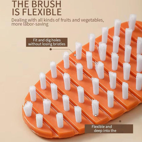 Vegetable Brush,Potato Brush Cleaning Brush,Multiple Fruit Vegetable Cleaning Brush,Vegetable Brush Scrubber for All Kinds Fruits Vegetables (Orange)