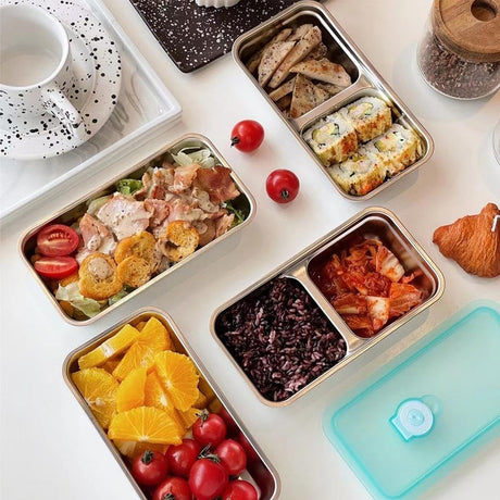 Grab and Go Snack Containers – Reusable Stainless Steel Double Compartment Containers with Lids, Stainless Steel Snack Containers, Snacks Dips for Snacks, Dips, Takeout, Travel