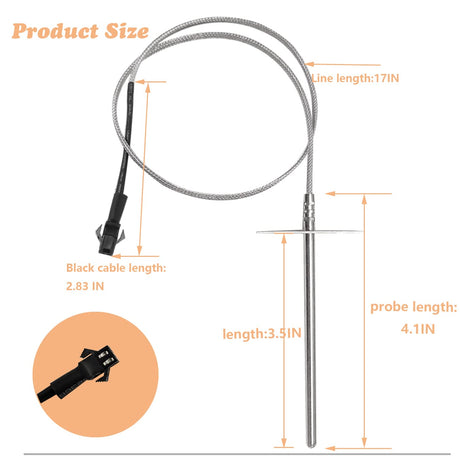 Replacement RTD Temperature Probe Sensor, Compatible with Pit Boss Pellet Grill PB1000XL-025-R00 V2 (Heruisi)