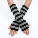 Y2k Striped Arm Warmers Long Fingerless Knitted Gloves Punk Gothic Alt Emo Scene Cool Winter Arm Sleeves Grunge Accessories