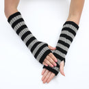 Y2k Striped Arm Warmers Long Fingerless Knitted Gloves Punk Gothic Alt Emo Scene Cool Winter Arm Sleeves Grunge Accessories