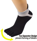 Women Toe Socks 5 Finger Cotton Wicking Athletic 6 Pack