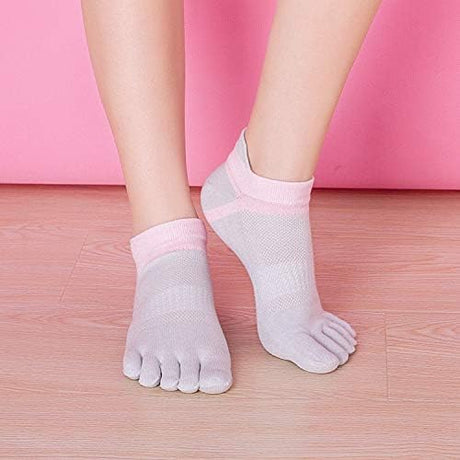 Women Toe Socks 5 Finger Cotton Wicking Athletic 6 Pack