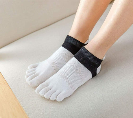Women Toe Socks 5 Finger Cotton Wicking Athletic 6 Pack
