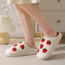 Women Slippers Cute Pattern Strawberry Slippers Warm Soft Bedroom Shoes Fuzzy Closed Toe Sandals Non Slip House Bedroom Slippers