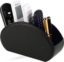 Tv Remote Holder Tray with 5 Compartments,PU Leather Remote Control Holder/Caddy Nightstand Decoration,Placed Media Remote Storage Box/Glasses/Makeup Brush/Office Products/Desktop Organizer (Black)