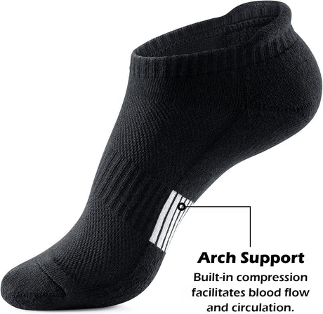 Ankle Socks Womens Running Athletic No Show Socks Cushioned 5-Pairs
