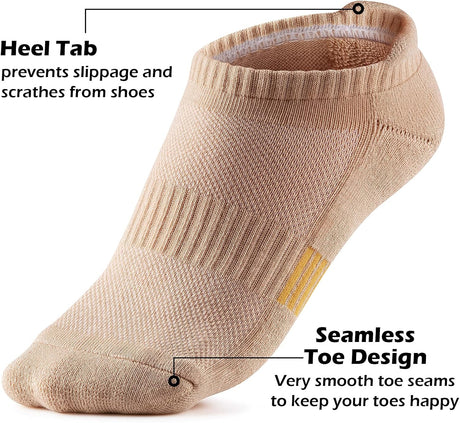 Ankle Socks Womens Running Athletic No Show Socks Cushioned 5-Pairs