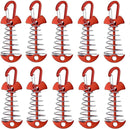 10 Pcs Fishbone Tent Stakes with Carabiners ， Aluminum Alloy & Stainless Steel Windproof Anchors with Carabiners， Deck Spring Tensioner for Camping Canopy, Hiking Gear，Essential for Mountain Climbing