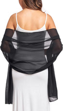 Soft Chiffon Scarve Shawls Wraps for Dresses Women Accessories Black