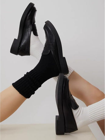 Crew Socks For Women Multipairs Cotton Cushioned Athletic Socks Retro Slouch Socks Mid Calf Rib Tube Socks