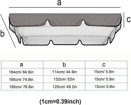 Porch Swing Canopy, Outdoor Swing Cover Replacement Canopy, Swing Canopy Cover Replacement 420D, Top for Porch Patio Garden Pool Seat(Grey,65x45x6inch)