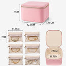 Trendy Jewelry Box with Portable Travel Pouches for Earrings Rings Necklaces - Airtight Seal Smart Compartment System Travel-Safe Lock Compact Lightweight 360° Shockproof Design