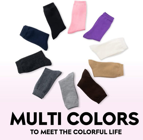 Women's Thin Merino Wool Socks, Multi Colors Soft Dress Socks,Warm Breathable Crew Casual Socks 3/6 Pairs Pack