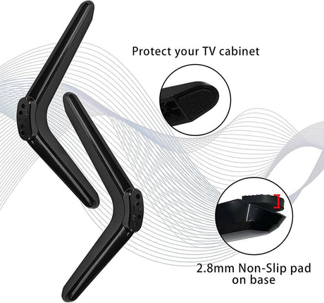 TV Base Stand, TV Legs for TCL Roku TV Stand Legs, ABS TV Legs with Screws and Instruction, TV Stand Legs Replacement for Most Smart TV(Black)