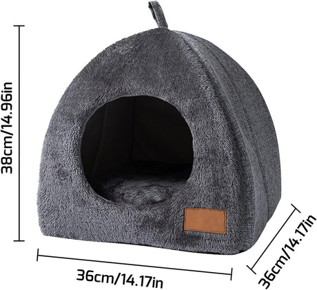 Pet Cave Bed - Warm Cat Bed for Indoor Cats - Pet Tent Cave Igloo Bed for Cats/Small Dogs - Pet Dog Cat Cave Bed - Kitten Bed Cat Tent Cat Bed House with Removable Washable Cushion