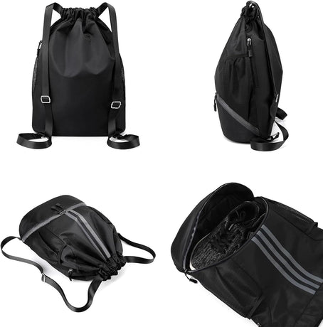 Soccer Bags, Drawstring Backpack Gym Bag with Shoe Compartment and Mesh Pockets for Soccer Basketball Volleyball Football Sports Gym
