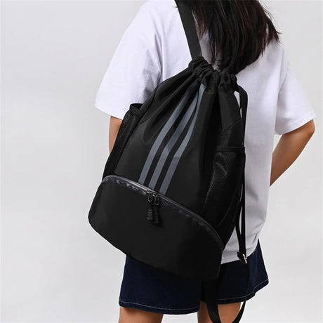 Soccer Bags, Drawstring Backpack Gym Bag with Shoe Compartment and Mesh Pockets for Soccer Basketball Volleyball Football Sports Gym