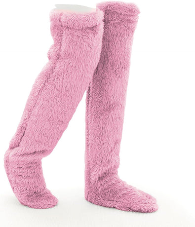 Over Knee High Fuzzy Socks Plush Slipper Stockings Furry Long Leg Warmers Winter Air-Conditioned Home Sleeping Socks
