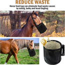 Comfort Breathable Horse Feed Bag, Mesh Feed Bucket, Mesh Designed Feeding Bag with Adjustable Strap and Waterproof Bottom, Horse Feeder Bag Storage, for Horse Feeding Supplies Muzzle Feed (2 Black)